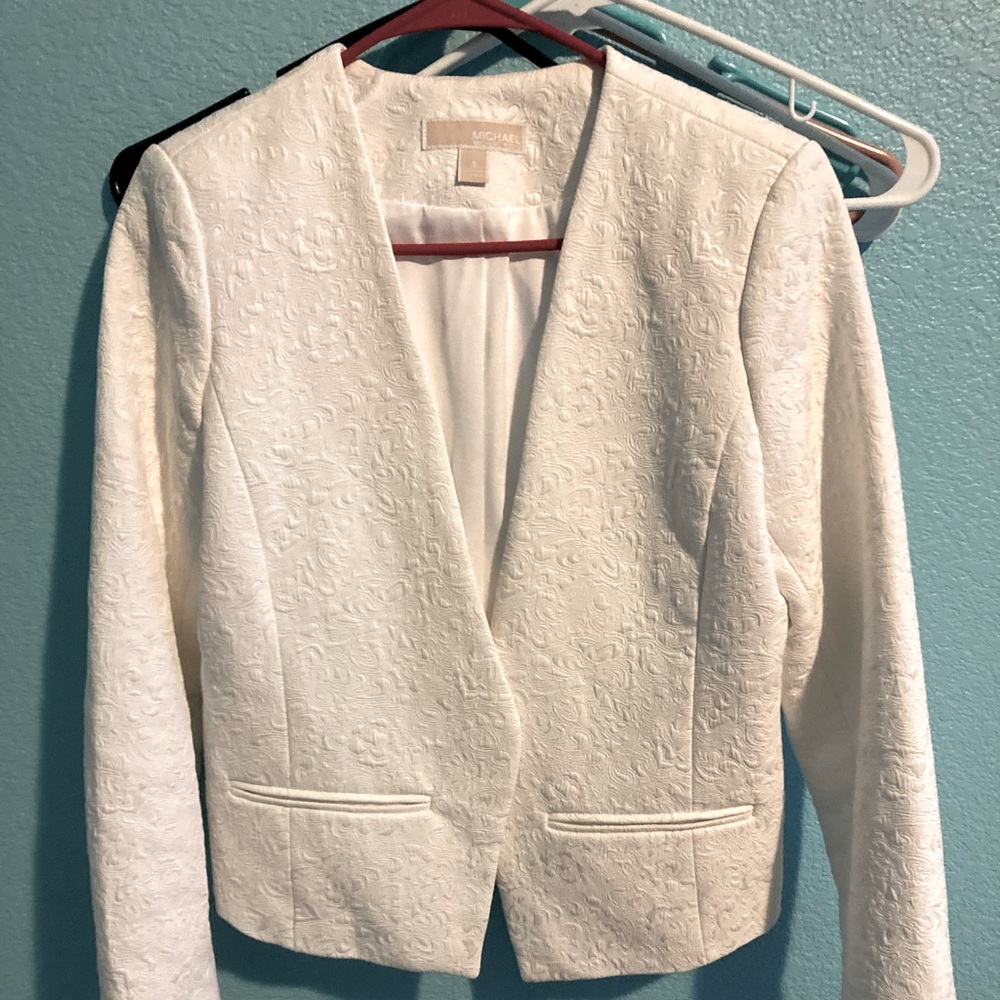 White Michael Kors embroidered blazer
